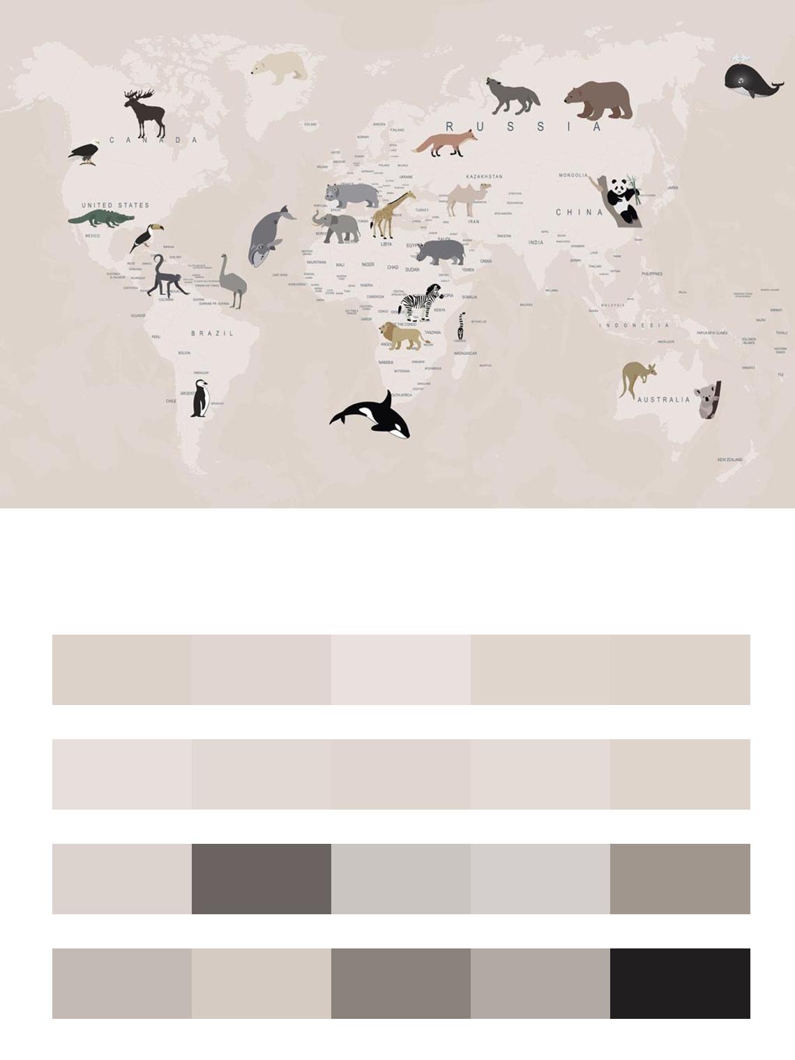 Карта и животные цвета