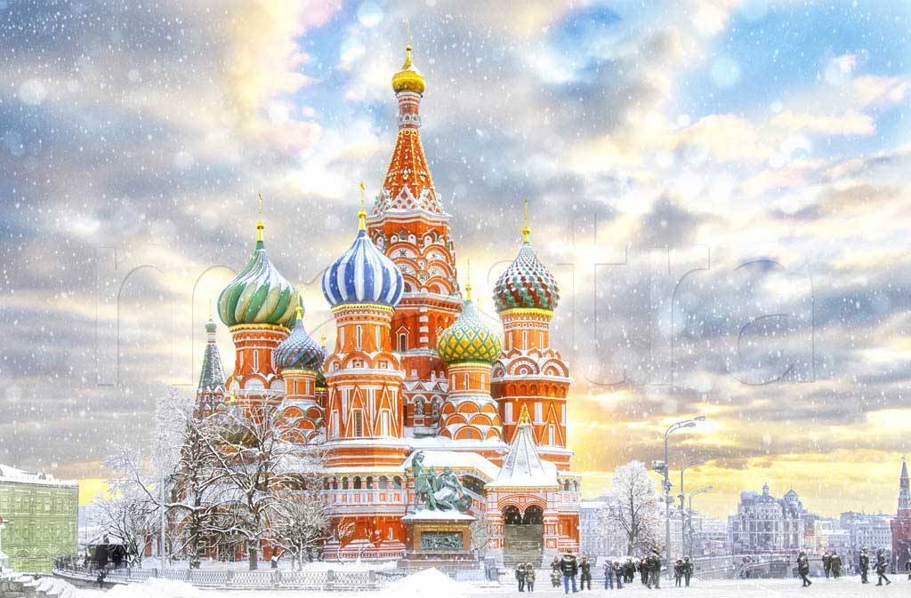 Фотообои Зимний вид на собор Василия Блаженного